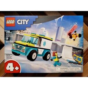 LEGO CITY: Emergency Ambulance and Snowboarder (60403) 79 Pieces New In Box